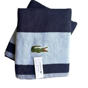 NWT 2 Lacoste Two-Tone Blue Bath Towel Set